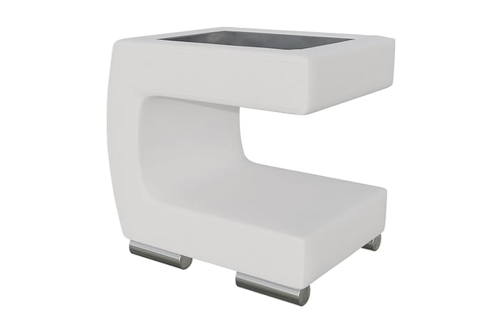 Sängbord Gornji 43 cm Vänster - Ecoläder/Vit - Möbler - Bord & matgrupp - Avlastningsbord & sidobord - Sängbord & nattduksbord