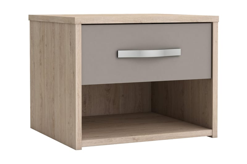 Sängbord Graphique 40 cm med Förvaring Låda + Hylla - Arizonaek/Beige - Möbler - Bord & matgrupp - Avlastningsbord & sidobord - Sängbord & nattduksbord