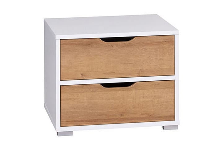 Sängbord Iwa 40 cm med Förvaring 2 Lådor - Vit/Ekfärg - Möbler - Bord & matgrupp - Avlastningsbord & sidobord - Sängbord & nattduksbord