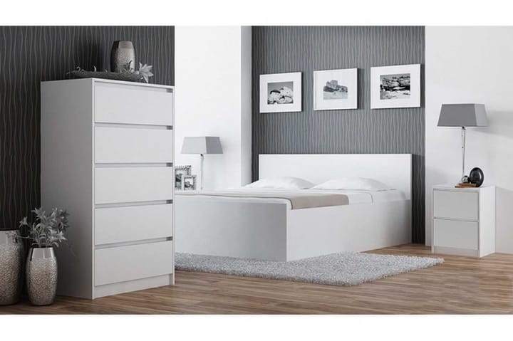 Sängbord Karojba 40 cm med Förvaring 2 Lådor - Vit - Möbler - Bord & matgrupp - Avlastningsbord & sidobord - Sängbord & nattduksbord