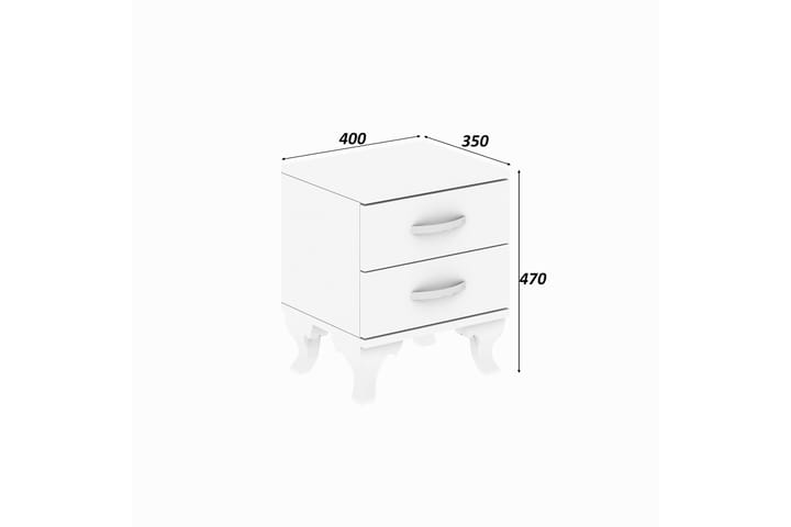 Sängbord Lalenius 40 cm med Förvaring 2 Lådor - Vit - Möbler - Bord & matgrupp - Avlastningsbord & sidobord - Sängbord & nattduksbord