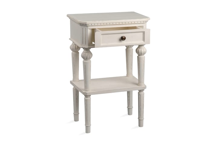 Sängbord Leanda 70 cm med Förvaring Låda + Hylla - Vit - Möbler - Bord & matgrupp - Avlastningsbord & sidobord - Sängbord & nattduksbord