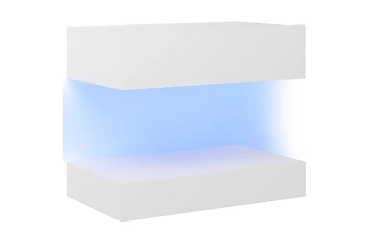 Sängbord LED 2 st vit 60x35 cm spånskiva - Vit - Möbler - Bord & matgrupp - Avlastningsbord & sidobord - Sängbord & nattduksbord
