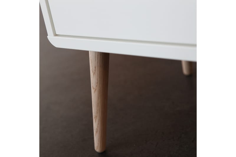 Sängbord Live 41 cm med Förvaring Låda + Hylla - Vit/Ek/Beige - Möbler - Bord & matgrupp - Avlastningsbord & sidobord - Sängbord & nattduksbord