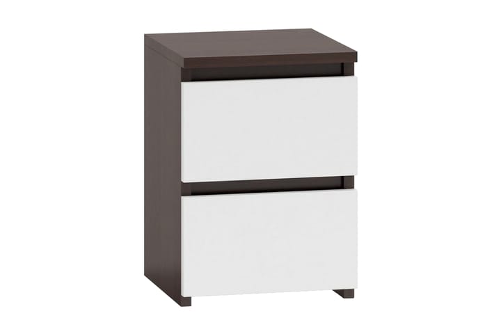 Sängbord Malvera 30 cm med Förvaring 2 Lådor - Svartbrun/Vit - Förvaring - Förvaringsmöbler - Byrå