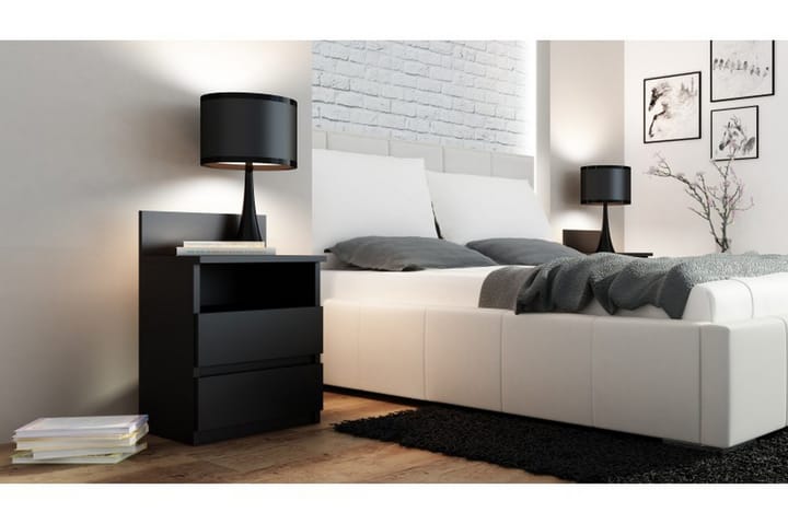 Sängbord Malvera 40 cm med Förvaring 2 Lådor - Mattsvart - Möbler - Bord & matgrupp - Avlastningsbord & sidobord - Sängbord & nattduksbord
