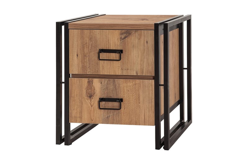 Sängbord Masako 52 cm med Förvaring 2 Lådor - Brun/Svart - Möbler - Bord & matgrupp - Avlastningsbord & sidobord - Sängbord & nattduksbord