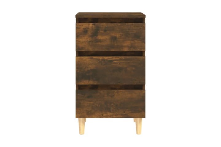 Sängbord med ben i massivt trä 2 st rökfärgad ek 40x35x69 cm - Brun - Möbler - Bord & matgrupp - Avlastningsbord & sidobord - Sängbord & nattduksbord