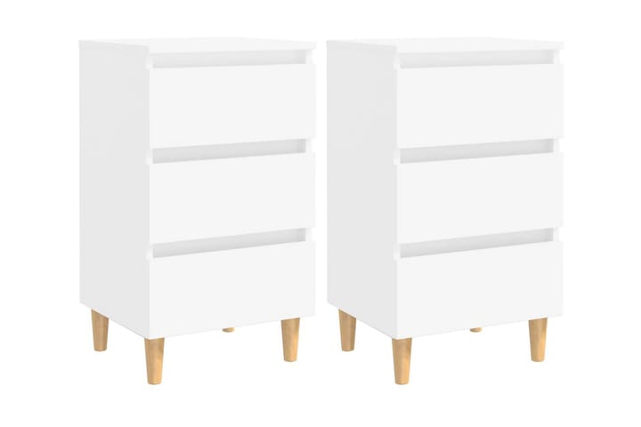 Sängbord med ben i massivt trä 2 st vit 40x30x69 cm - Vit - Möbler - Bord & matgrupp - Avlastningsbord & sidobord - Sängbord & nattduksbord