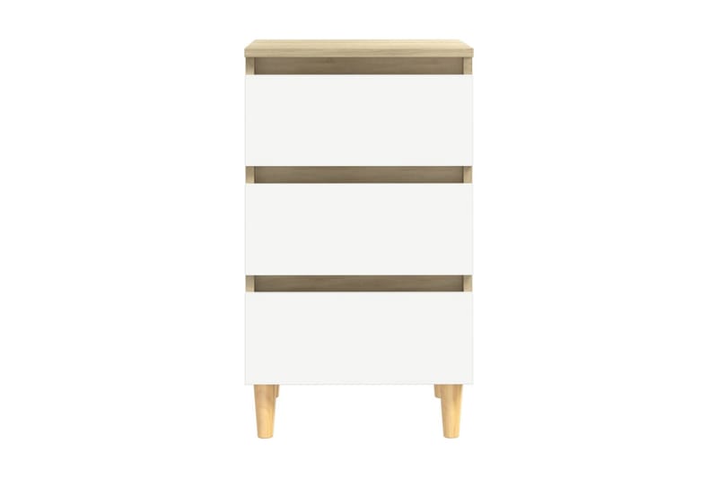 Sängbord med ben i massivt trä sonoma-ek 40x35x69 cm - Vit - Möbler - Bord & matgrupp - Avlastningsbord & sidobord - Sängbord & nattduksbord