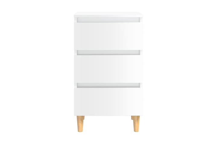 Sängbord med ben i massivt trä vit högglans 40x35x69 cm - Vit - Möbler - Bord & matgrupp - Avlastningsbord & sidobord - Sängbord & nattduksbord