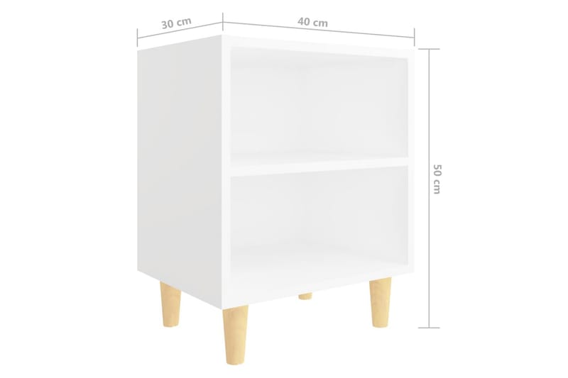 Sängbord med massiva ben vit 40x30x50 cm - Vit - Möbler - Bord & matgrupp - Avlastningsbord & sidobord - Sängbord & nattduksbord