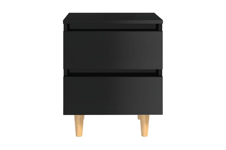 Sängbord med massiva furuben 2 st svart högglans 40x35x50 cm - Svart - Möbler - Bord & matgrupp - Avlastningsbord & sidobord - Sängbord & nattduksbord