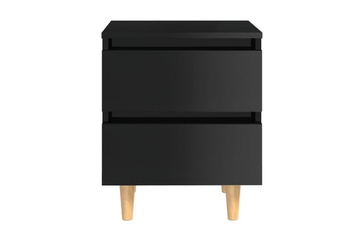 Sängbord med massiva furuben svart högglans 40x35x50 cm - Svart - Möbler - Bord & matgrupp - Avlastningsbord & sidobord - Sängbord & nattduksbord