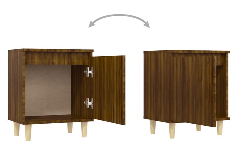 Sängbord med massiva träben brun ek 40x30x50 cm - Brun - Möbler - Bord & matgrupp - Avlastningsbord & sidobord - Sängbord & nattduksbord