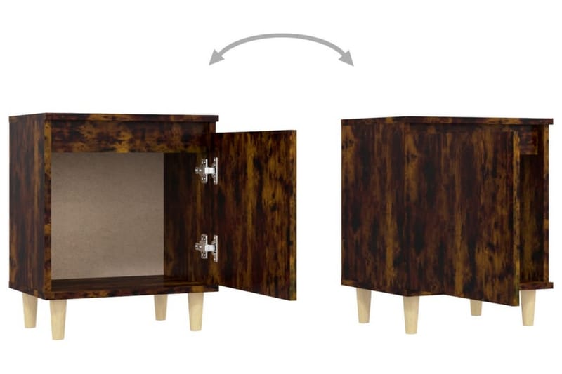 Sängbord med massiva träben rökfärgad ek 40x30x50 cm - Brun - Möbler - Bord & matgrupp - Avlastningsbord & sidobord - Sängbord & nattduksbord