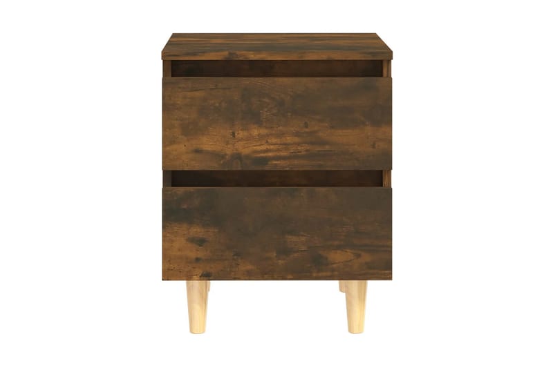 Sängbord med massiva träben rökfärgad ek 40x35x50 cm - Brun - Möbler - Bord & matgrupp - Avlastningsbord & sidobord - Sängbord & nattduksbord