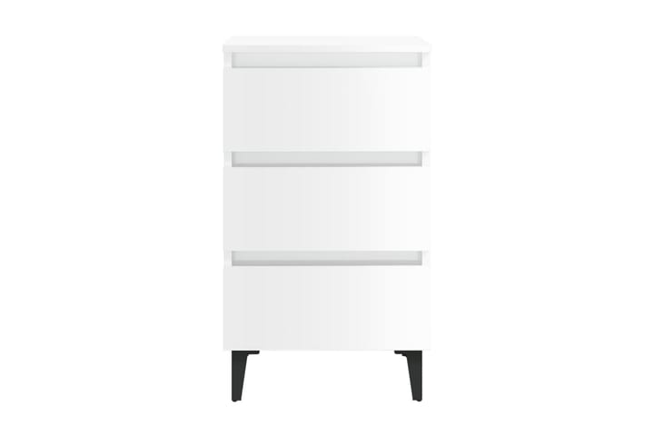 Sängbord med metallben 2 st vit högglans 40x35x69 cm - Vit - Möbler - Bord & matgrupp - Avlastningsbord & sidobord - Sängbord & nattduksbord