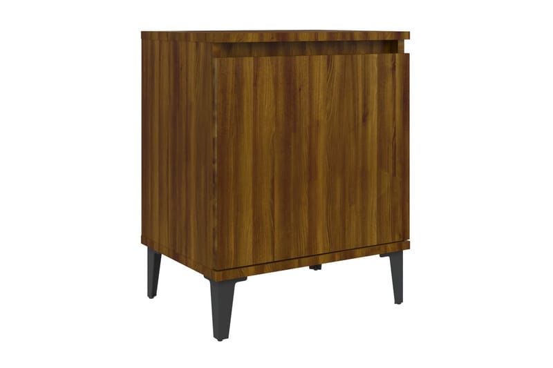 Sängbord med metallben brun ek 40x30x50 cm - Brun - Möbler - Bord & matgrupp - Avlastningsbord & sidobord - Sängbord & nattduksbord