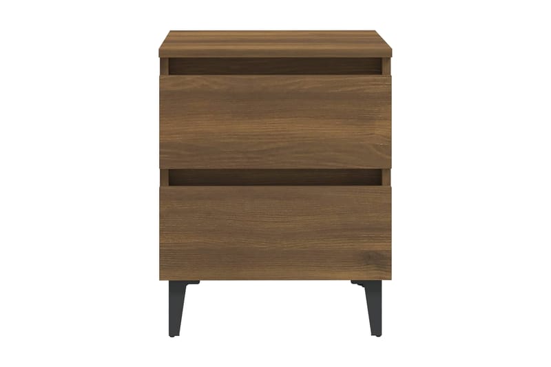 Sängbord med metallben brun ek 40x35x50 cm - Brun - Möbler - Bord & matgrupp - Avlastningsbord & sidobord - Sängbord & nattduksbord