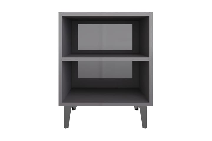 Sängbord med metallben grå högglans 40x30x50 cm - Grå - Möbler - Bord & matgrupp - Avlastningsbord & sidobord - Sängbord & nattduksbord
