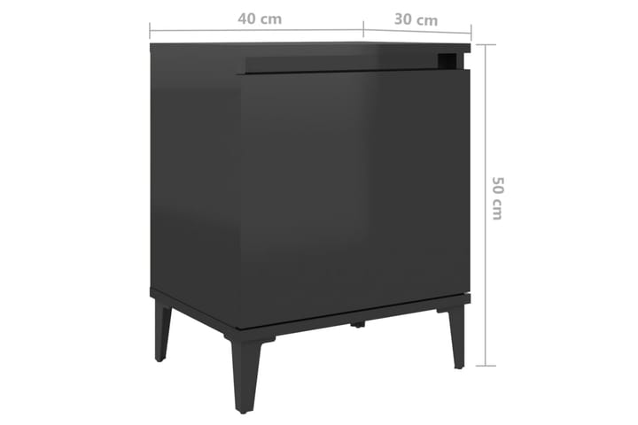 Sängbord med metallben svart högglans 40x30x50 cm - Svart - Möbler - Bord & matgrupp - Avlastningsbord & sidobord - Sängbord & nattduksbord