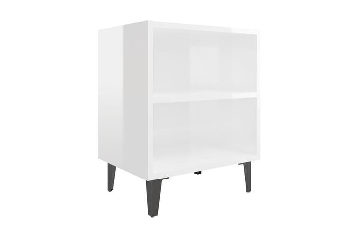 Sängbord med metallben vit högglans 40x30x50 cm - Vit - Möbler - Säng - Sängtillbehör & sänggavel - Sänggavel