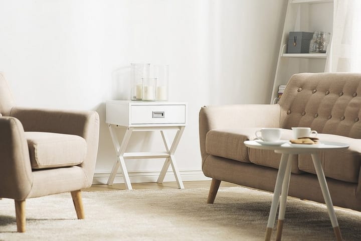 Sängbord Mondariz 40 cm med Förvaring Låda - Vit - Möbler - Bord & matgrupp - Avlastningsbord & sidobord - Sängbord & nattduksbord