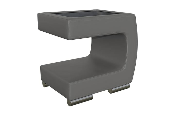 Sängbord Morvik 32 cm Höger - Konstläder/Glas/Mörkgrå/Svart - Möbler - Bord & matgrupp - Avlastningsbord & sidobord - Sängbord & nattduksbord