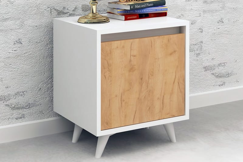 Sängbord Naidaj 45 cm med Förvaring Skåp - Trä/Vit - Möbler - Bord & matgrupp - Avlastningsbord & sidobord - Sängbord & nattduksbord