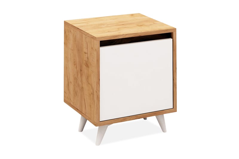 Sängbord Naidaj 45 cm med Förvaring Vitt Skåp - Trä/Vit - Möbler - Bord & matgrupp - Avlastningsbord & sidobord - Sängbord & nattduksbord