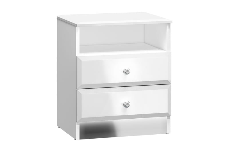 Sängbord Ozurgeti 53 cm - Silver/Vit högglans - Möbler - Bord & matgrupp - Avlastningsbord & sidobord - Sängbord & nattduksbord
