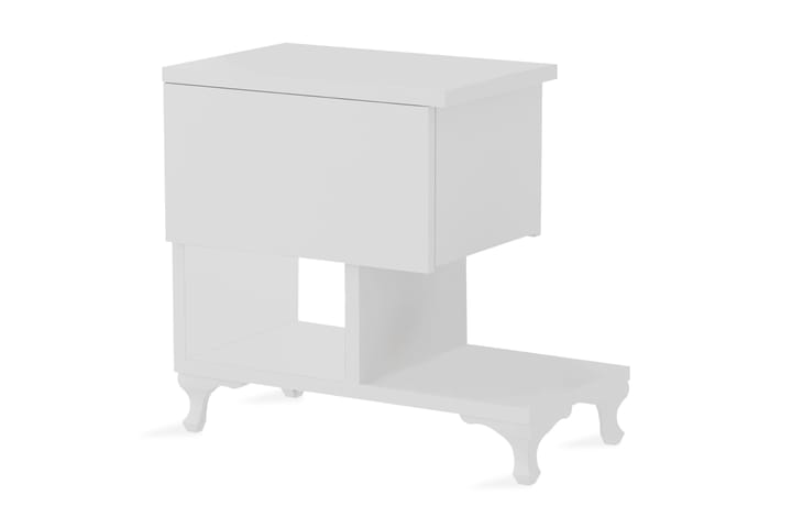 Sängbord Pangler 46 cm med Förvaring Låda + Hyllor Ben - Vit - Möbler - Bord & matgrupp - Avlastningsbord & sidobord - Sängbord & nattduksbord