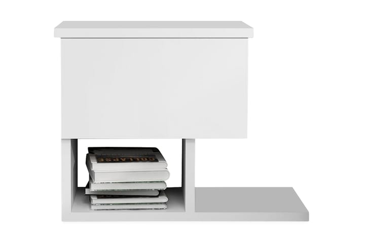 Sängbord Pangler 46 cm med Förvaring Låda + Hyllor - Vit - Möbler - Bord & matgrupp - Avlastningsbord & sidobord - Sängbord & nattduksbord