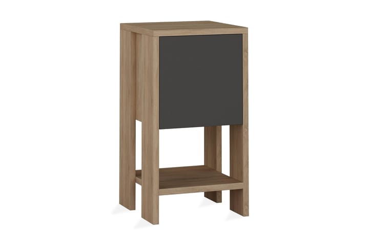Sängbord Rodger 30 cm med Förvaring Hylla + Lucka - Ekfärg/Mörkgrå - Möbler - Bord & matgrupp - Avlastningsbord & sidobord