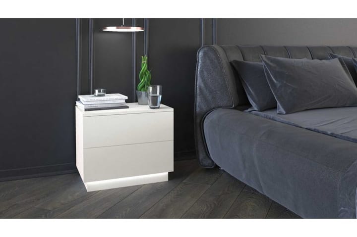 Sängbord Seliana 55 cm med Förvaring 2 Lådor - Vit - Möbler - Bord & matgrupp - Avlastningsbord & sidobord - Sängbord & nattduksbord