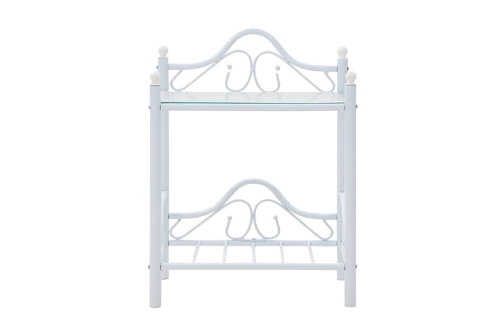 Sängbord stål och härdat glas 45x30,5x60 cm vit - Vit - Möbler - Bord & matgrupp - Avlastningsbord & sidobord - Sängbord & nattduksbord