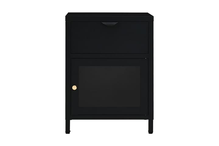 Sängbord svart 40x30x54,5 cm stål och glas - Svart - Möbler - Bord & matgrupp - Avlastningsbord & sidobord - Sängbord & nattduksbord