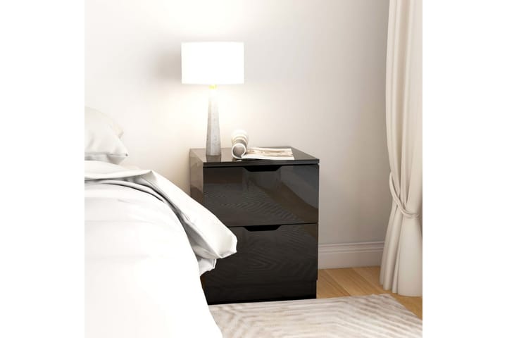 Sängbord svart högglans 40x40x50 cm spånskiva - Svart - Möbler - Bord & matgrupp - Avlastningsbord & sidobord - Sängbord & nattduksbord