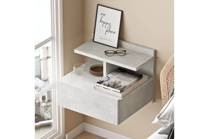 Sängbord Troter 40 cm 2 Hyllor - Silver - Möbler - Bord & matgrupp - Avlastningsbord & sidobord - Sängbord & nattduksbord