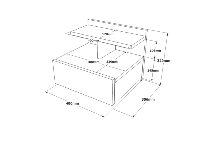 Sängbord Troter 40 cm 2 Hyllor - Silver - Möbler - Bord & matgrupp - Avlastningsbord & sidobord - Sängbord & nattduksbord