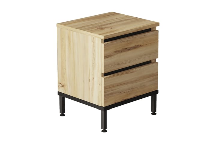 Sängbord Troter 40 cm 2 Skåp - Natur/Svart - Möbler - Bord & matgrupp - Avlastningsbord & sidobord - Sängbord & nattduksbord