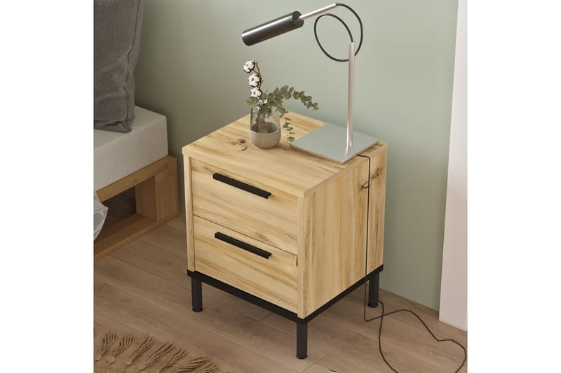 Sängbord Troter 40 cm - Natur/Svart - Möbler - Bord & matgrupp - Avlastningsbord & sidobord - Sängbord & nattduksbord