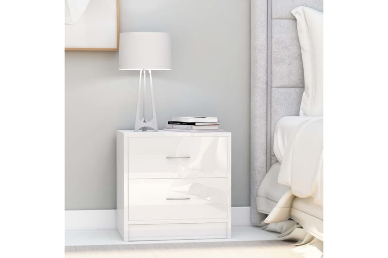 Sängbord vit högglans 40x30x40 cm spånskiva - Vit - Möbler - Bord & matgrupp - Avlastningsbord & sidobord - Sängbord & nattduksbord