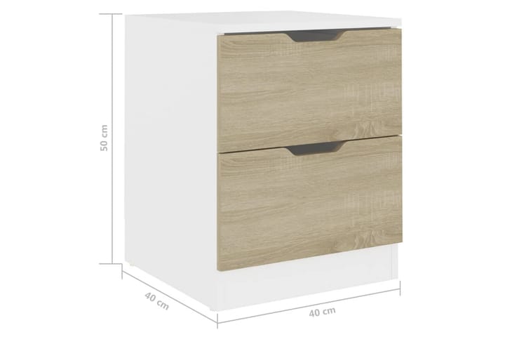 Sängbord vit och sonoma-ek 40x40x50 cm spånskiva - Beige - Möbler - Bord & matgrupp - Avlastningsbord & sidobord - Sängbord & nattduksbord