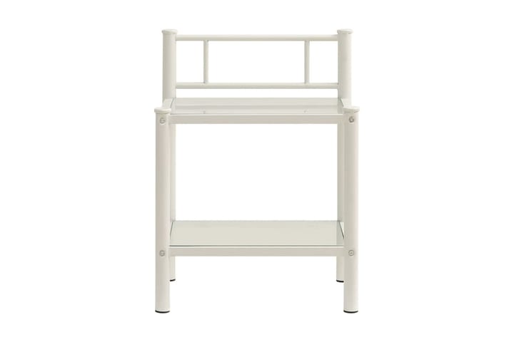 Sängbord vit och transparent 45x34x60,5 cm metall och glas - Vit - Möbler - Bord & matgrupp - Avlastningsbord & sidobord - Sängbord & nattduksbord