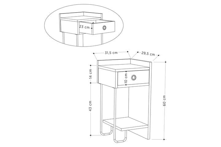 Sängbord Walid 32 cm - Natur/Trä - Möbler - Bord & matgrupp - Avlastningsbord & sidobord - Sängbord & nattduksbord