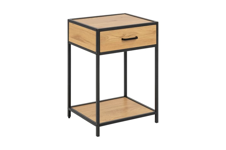 Sängbord Walmon 35 cm med Förvaring Låda + Hylla - Brun/Svart - Möbler - Bord & matgrupp - Avlastningsbord & sidobord - Sängbord & nattduksbord