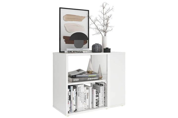 Sidoskåp vit högglans 60x30x50 cm spånskiva - Vit - Möbler - Bord & matgrupp - Avlastningsbord & sidobord - Sängbord & nattduksbord