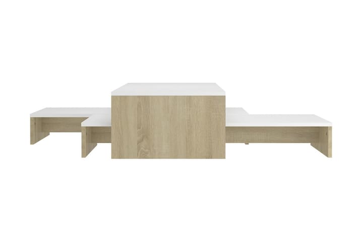 Satsbord vit och sonoma-ek 100x100x26,5 cm spånskiva - Vit - Möbler - Bord & matgrupp - Avlastningsbord & sidobord - Satsbord